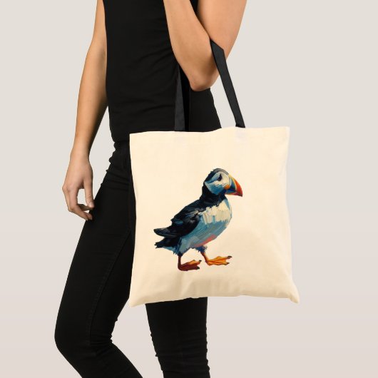 Lovable Puffin Canvas tas Oil Painting Style (Voorkant (product))