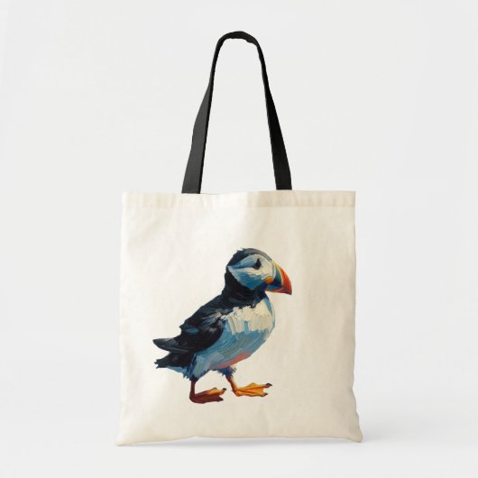 Lovable Puffin Canvas tas Oil Painting Style (Voorkant)