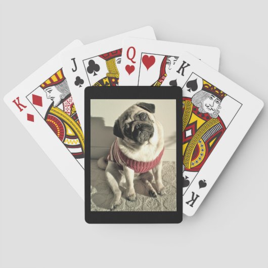 Lovable Pug in een rode trui Pokerkaarten (Achterkant)