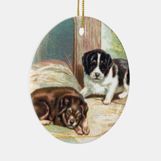 "Lovable Puppy Ornament" Keramisch Ornament (Rechts)