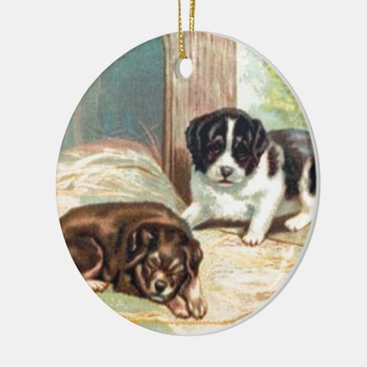 "Lovable Puppy Ornament" Keramisch Ornament (Links)