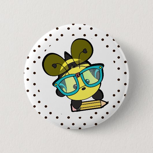 Lovable Smarty Bee Ronde Button 5,7 Cm (Voorkant)