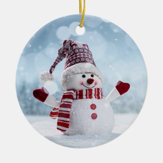 Lovable Snowman Keramisch Ornament (Voorkant)