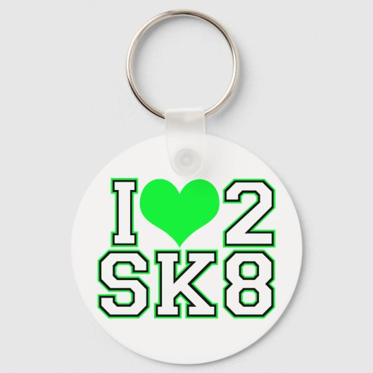 Love2SK8-Black & Limoen Sleutelhanger (Voorkant)
