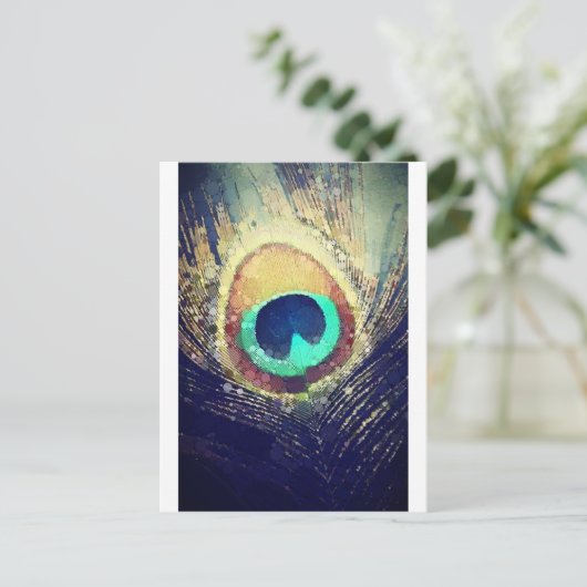 Love2Snap Peacock Feather Briefkaart (Staand voorkant)