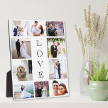 Love 10 Photo Collage Pas getrouwd Wedding Fotoplaat<br><div class="desc">Een fotocollage plaquette voor pasgetrouwden met een 10 fotocollage van uw trouwdag,  verloving,  huwelijksreis,  bruidsfeest,  bruidsjonkers,  familie,  enz.,  En "LOVE" geschreven in het midden in elegante typografie.</div>