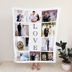 Love 10 Photo Collage Pas getrouwd Wedding Sherpa Deken