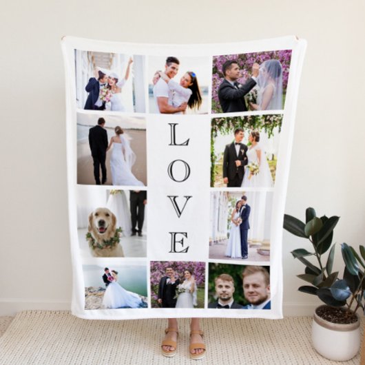 Love 10 Photo Collage Pas getrouwd Wedding Sherpa Deken