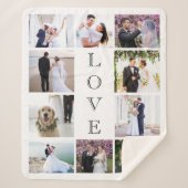 Love 10 Photo Collage Pas getrouwd Wedding Sherpa Deken (Voorkant)