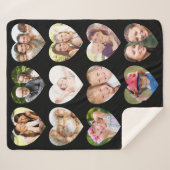 Love 12 Photo Heart Collage Black Sherpa Deken (Voorkant (horizontaal))