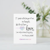 Love 1 Corinthians 13:1 Aankondigingskaart (Staand voorkant)