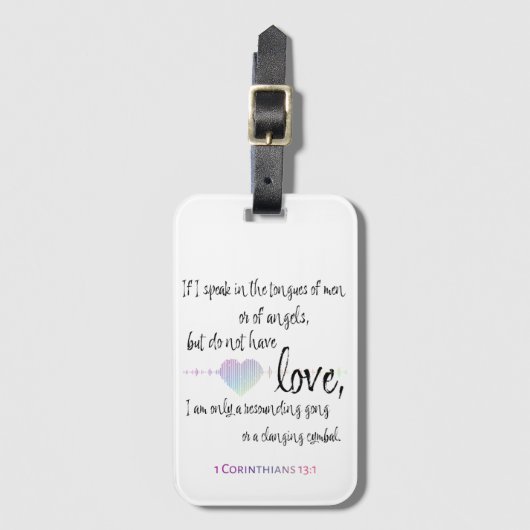 Love 1 Corinthians 13:1 Bagagelabel (Voorkant (verticaal))