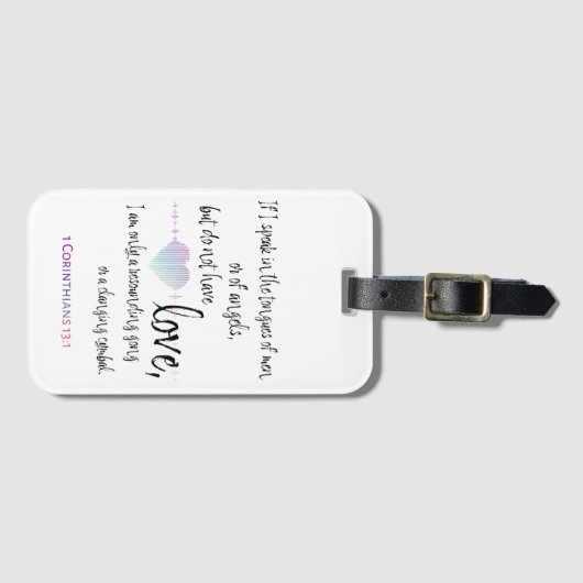 Love 1 Corinthians 13:1 Bagagelabel (Voorkant (horizontaal))