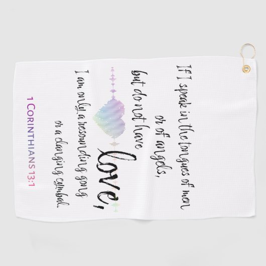 Love 1 Corinthians 13:1 Golfhanddoek (Horizontaal)