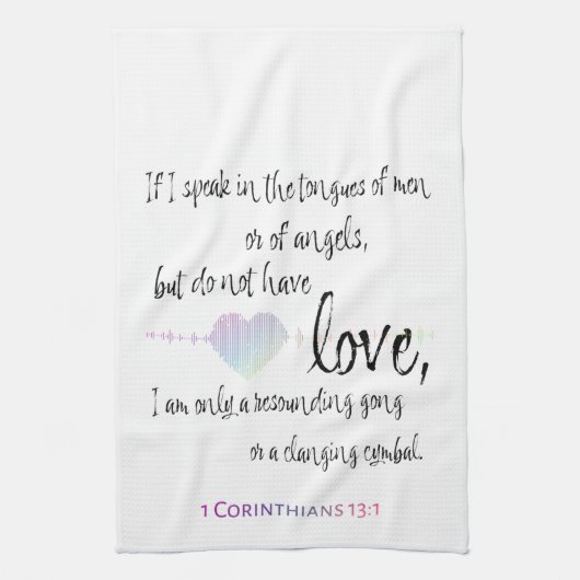 Love 1 Corinthians 13:1 Theedoek (Verticaal)