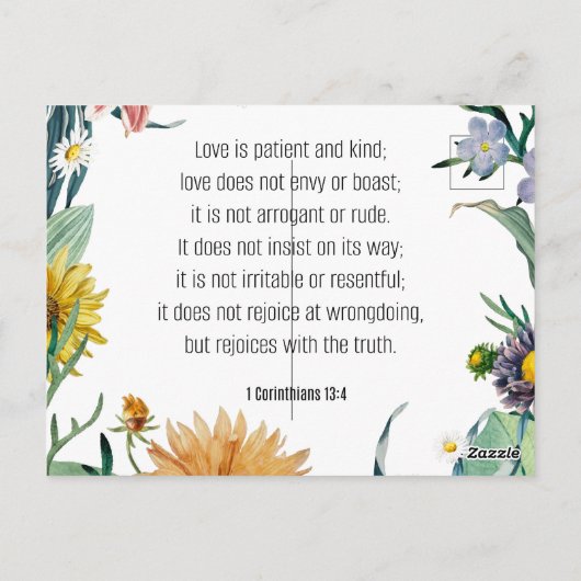 Love, 1 Corinthians 13:4, Briefkaart (Achterkant)