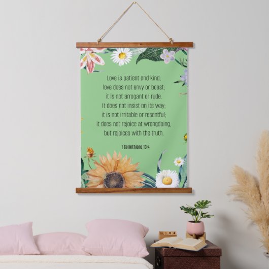 Love, 1 Corinthians 13:4, Hangend Wandkleed (Slaapkamer)