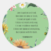 Love, 1 Corinthians 13:4, Ronde Sticker (Voorkant)