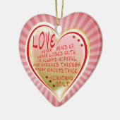 LOVE 1 Corinthians 13:7 NLT-ENDURES Keramisch Ornament (Links)