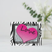 Love 1 Corinthians 13 Hearts roze Zebra Briefkaart (Staand voorkant)