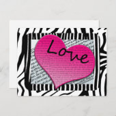 Love 1 Corinthians 13 Hearts roze Zebra Briefkaart (Voorkant / Achterkant)