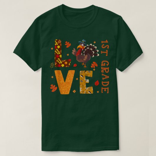 LOVE 1e klas leraar geeft Turkije herfst Herfst T-shirt (Design voorkant)