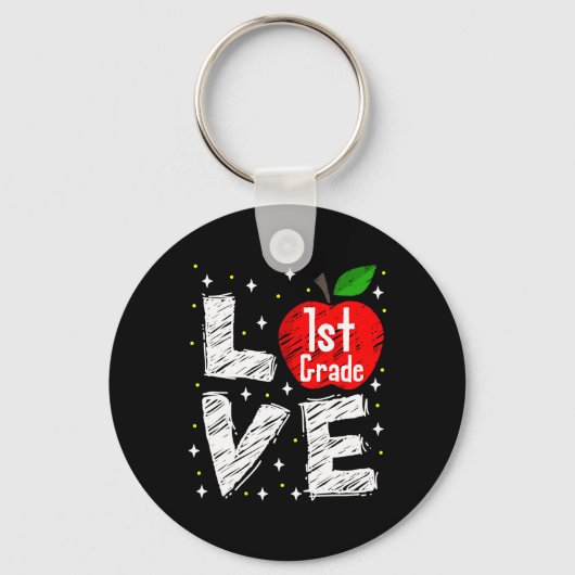 Love 1st Grade Apple Fun Ck To School Teacher Gift Sleutelhanger (Voorkant)