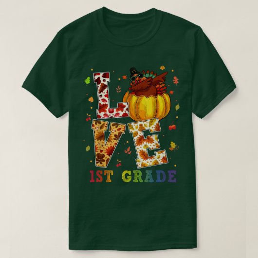 Love 1st Grade Happy Herfst Yall Autumn for Teache T-shirt (Design voorkant)