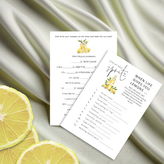 Love 1st Spritz Mad Libs Vrijgezellenfeest Game Kaart