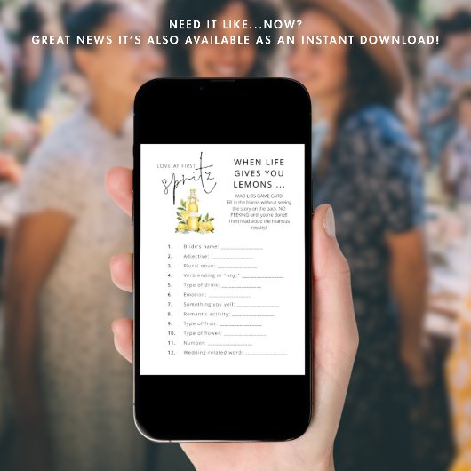 Love 1st Spritz Mad Libs Vrijgezellenfeest Game Kaart