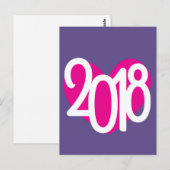 Love 2018 roze hart briefkaart (Voorkant / Achterkant)