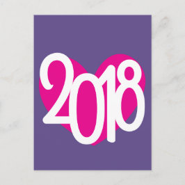 Love 2018 roze hart briefkaart
