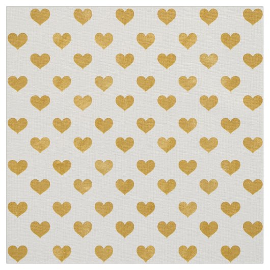 Love 2018 White - Golden hart Stof (Swatch)