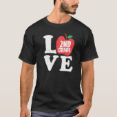 Love 2nd Grade Apple Second Grader Student Teacher T-shirt (Voorkant)