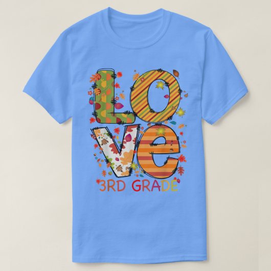 Love 3rd Grade Happy Herfst Yall Autumn T-shirt (Design voorkant)