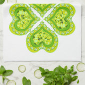 LOVE 4 Leaf Heart Diamonds St Patricks Day Fabric Theedoek (Gevouwen)