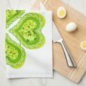 LOVE 4 Leaf Heart Diamonds St Patricks Day Fabric Theedoek (Quarter Fold)