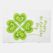 LOVE 4 Leaf Heart Diamonds St Patricks Day Fabric Theedoek (Horizontaal)
