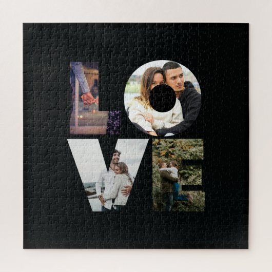 LOVE - 4 paren/familie foto collage Solid Black Legpuzzel (Verticaal)