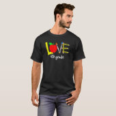 Love 4th Grade Apple Back To School Teacher T-shirt (Voorkant volledig)
