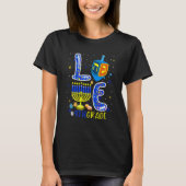 LOVE 4th Grade Hanukkah Dreidel Menorah Teachers S T-shirt (Voorkant)