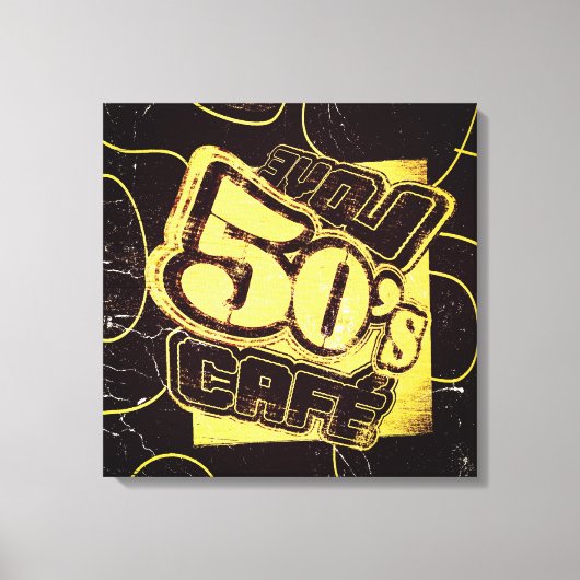 Love 50's Cafe - Ingewikkeld Canvas Afdruk (Voorkant)