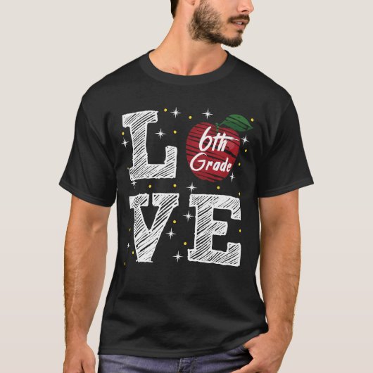 Love 6th grade appel t-shirt (Voorkant)