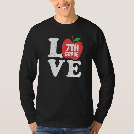 Love 7th Grade Apple Seventh Grader Student School T-shirt (Voorkant)