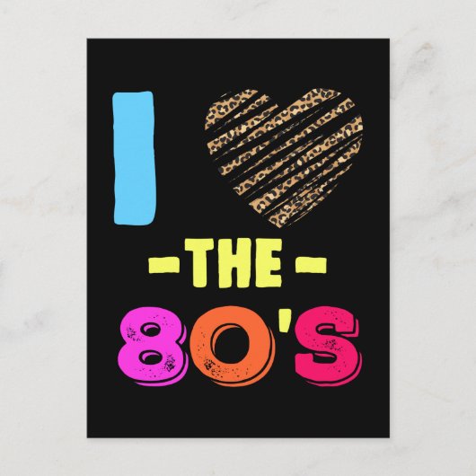 Love 80s Disco Music Leopard Heart Briefkaart (Voorkant)
