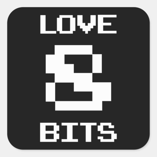 Love 8 Bits Vierkante Sticker (Voorkant)