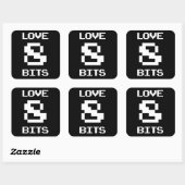 Love 8 Bits Vierkante Sticker (Vel)