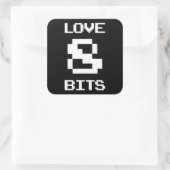 Love 8 Bits Vierkante Sticker (Tas)