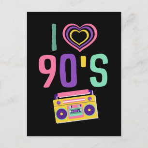 Love 90s Radio Music Disco Retro 1990 Briefkaart