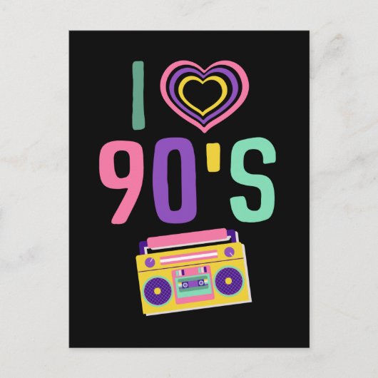 Love 90s Radio Music Disco Retro 1990 Briefkaart (Voorkant)